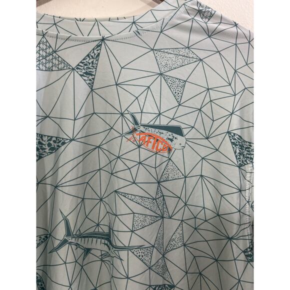 AFTCO Prisma Performance Shirt Size S Fishing UPF Mahi Mahi Geometric Dad Tuna - Picture 3 of 12